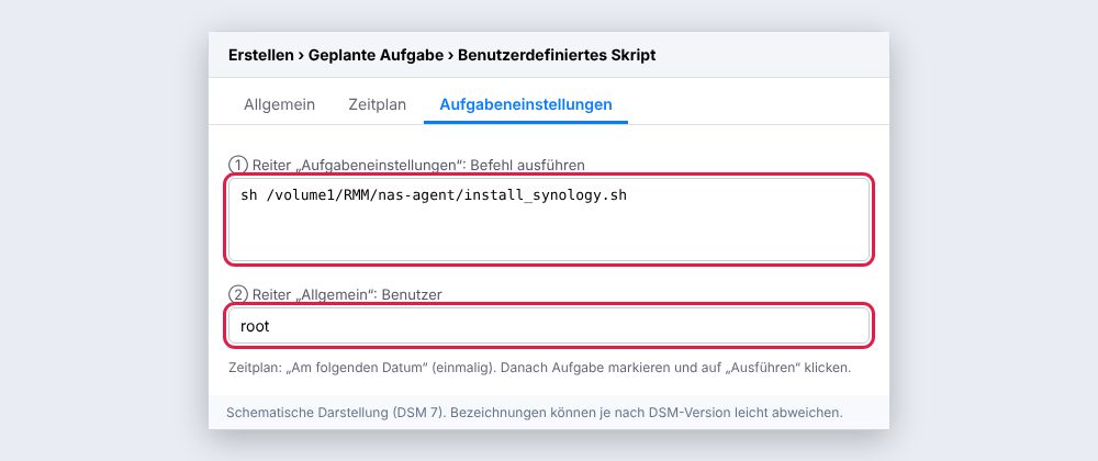 Die einmalige Installationsaufgabe.