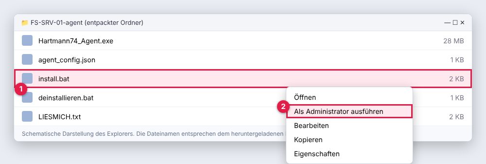 So startest du `install.bat` aus dem ZIP.