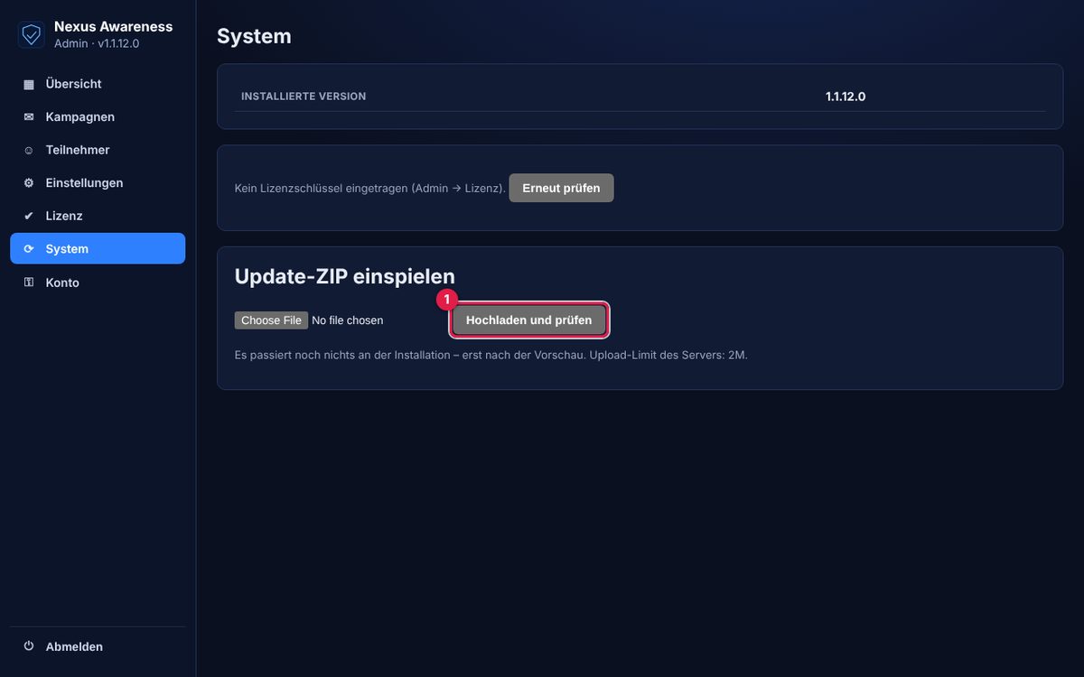 Admin → System.