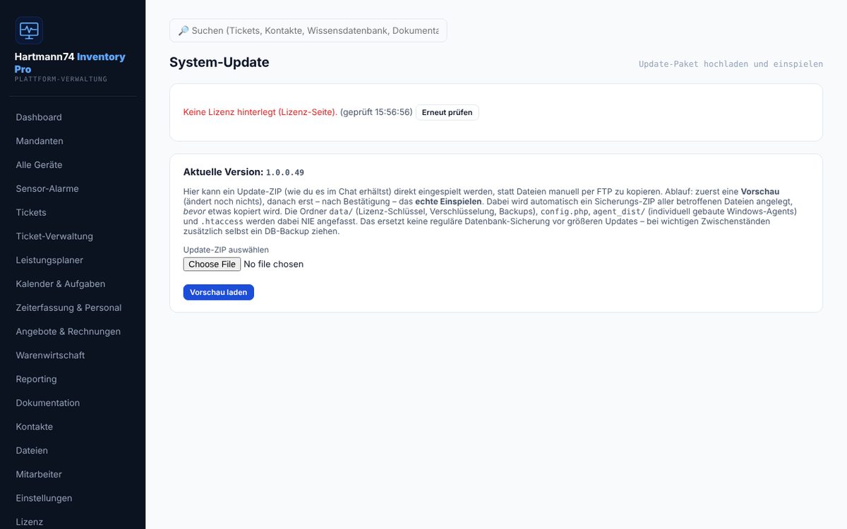 Plattform-Verwaltung → System-Update.