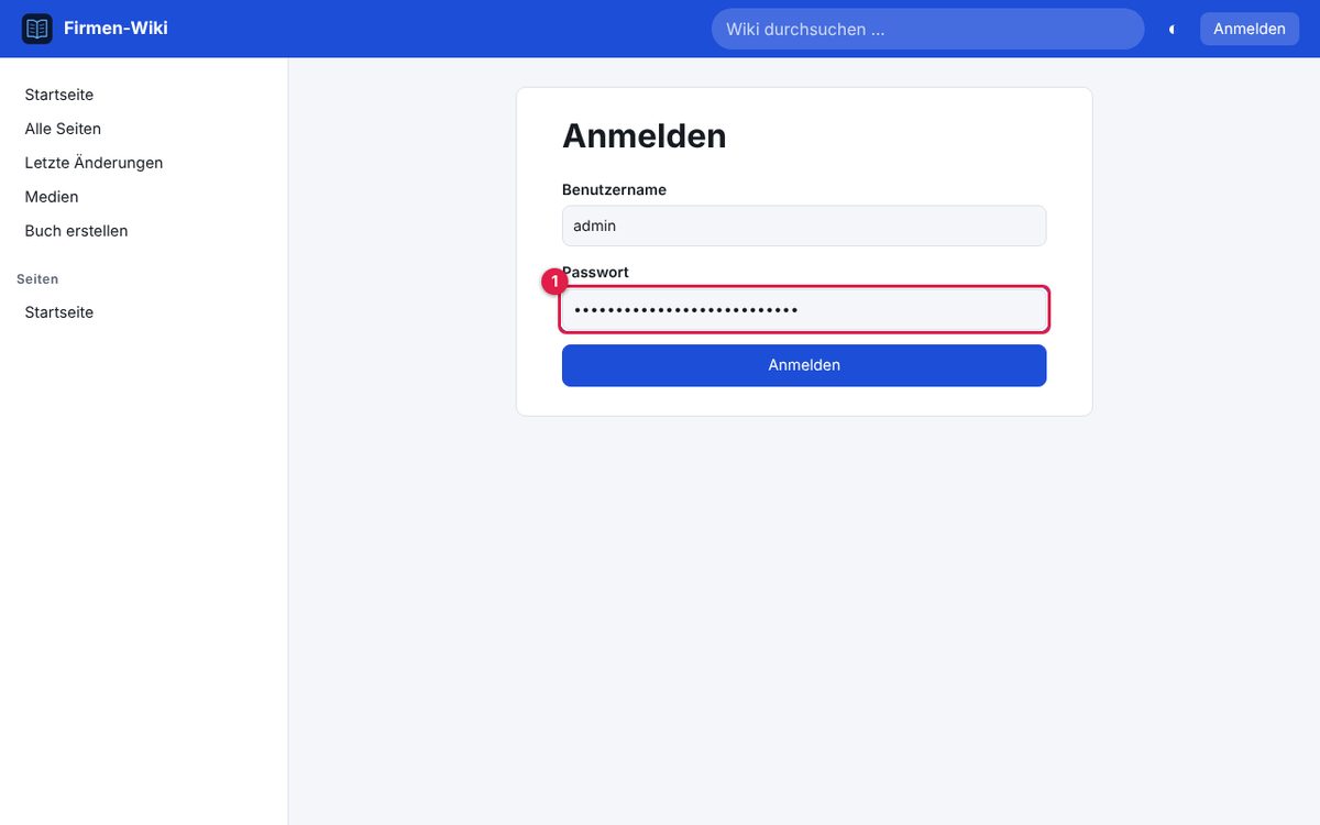Die Anmeldeseite.