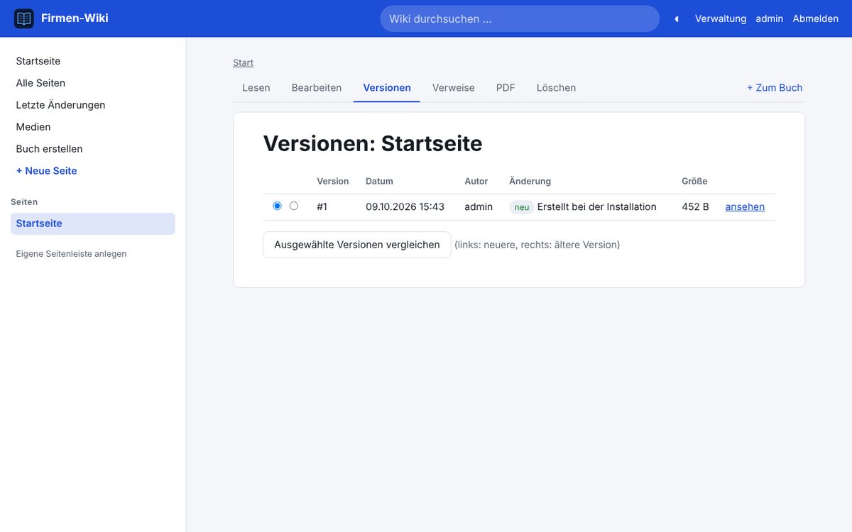 Reiter „Versionen“.