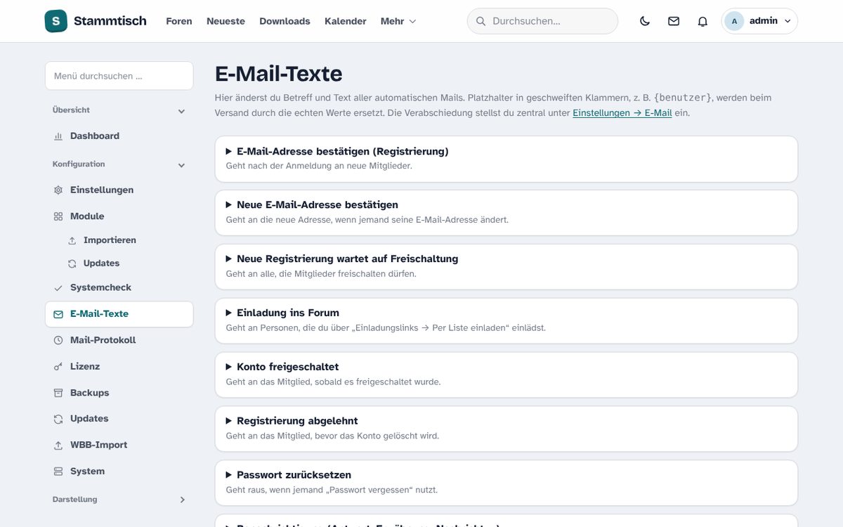 E-Mail-Texte bearbeiten.